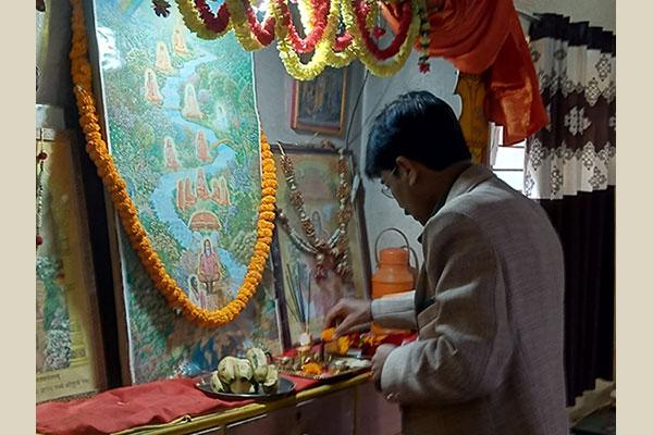 Maharshi Vidya Mandir Ambikapur , celebrated 150th Birthday Anniversary of His Divinity Gurudev Shri Swami Brahmanand Saraswati Ji .The celebration commenced with Special Shri Guru Parampara Poojan and followed by lighting of lamp by Principal.